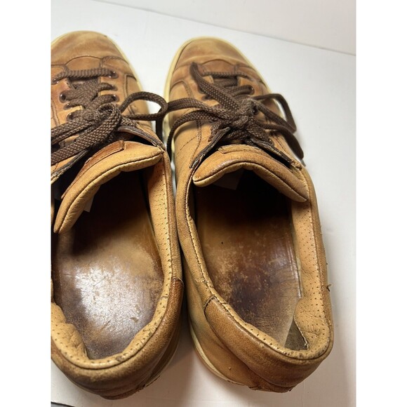 Santoni Shoes Mens Sz 8.5 Leather Lace Up Sneakers Boat Casual Made In Italy - Picture 9 of 13